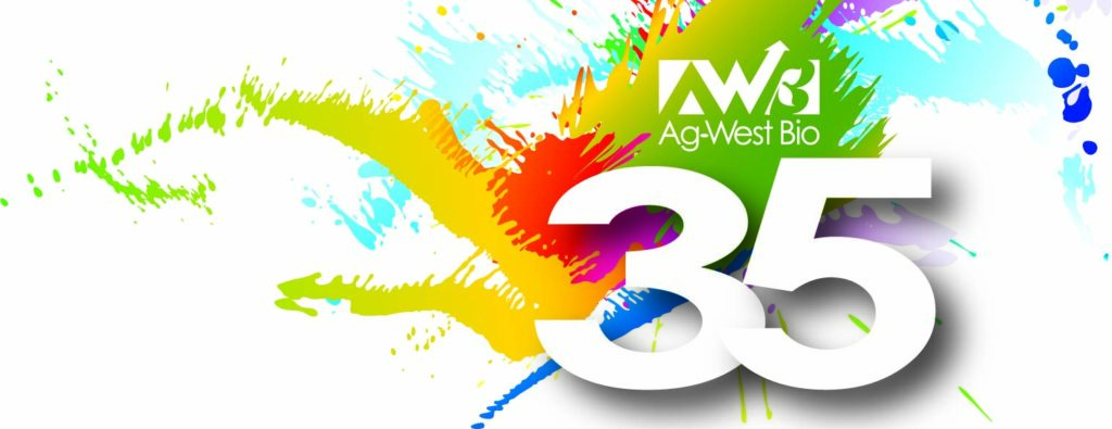 Ag-West Bio's 35 year anniversary logo
